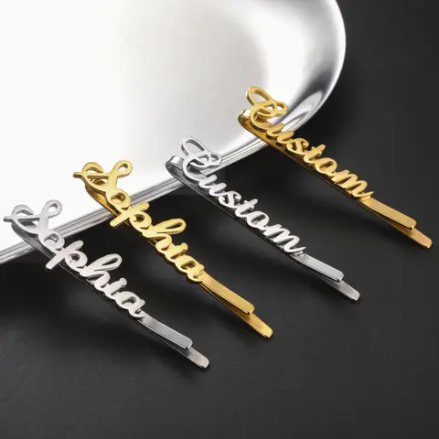 Sipuris Haarnadeln mit individuellem Namen, Edelstahl, Haarspangen, personalisierte Haarspangen, Buchstaben für Frauen und Mädchen, Schmuck