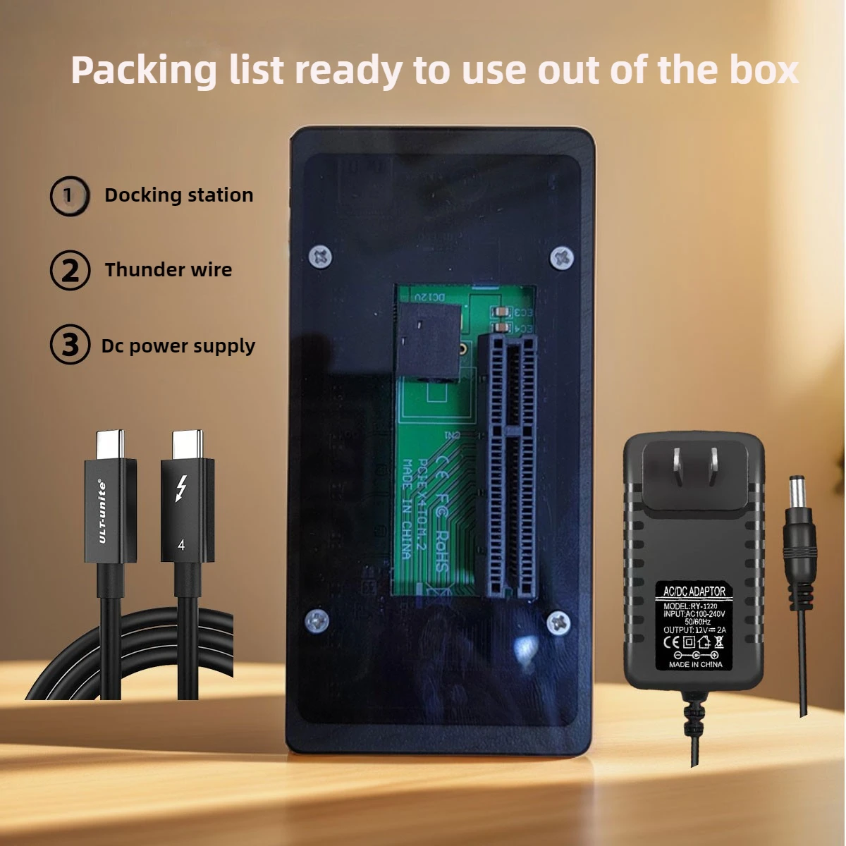 2025 NEW USB4 Thunderbolt PCIe Adapter Board DC 55x21 Power Compatible with Thunderbolt 4/3 40Gbps Connect 10GbE Network Card