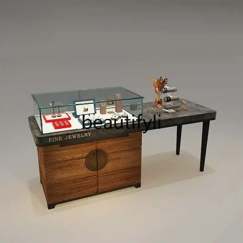 

CC Display Cabinet Glass Table Display Cabinet Museum Antique Clothing Island Exhibition Hall