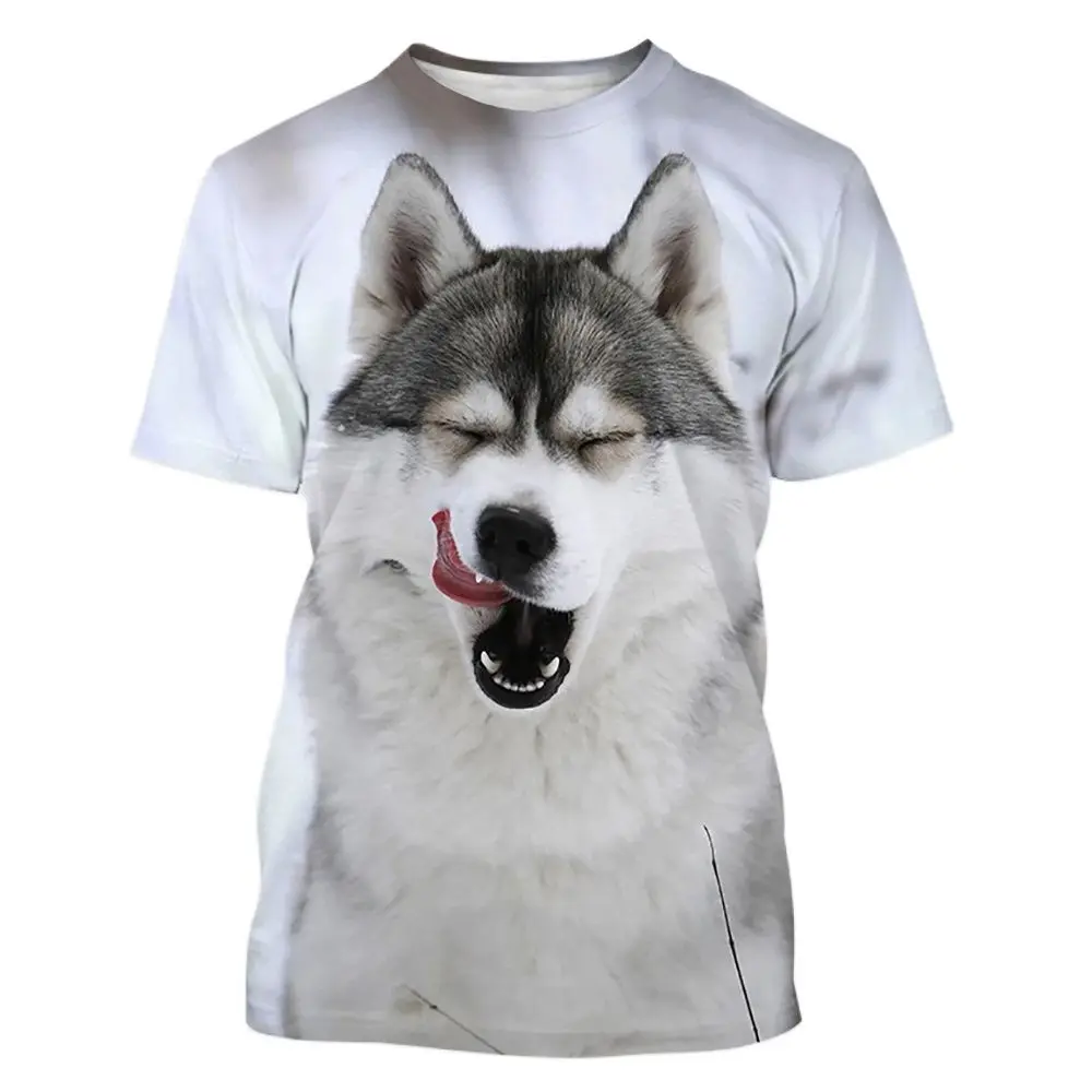 Fashion Men\'s T-Shirt 3D Cute Husky Dog Print Short Sleeve Top Street Casual T Shirt Streetwear Oversized Tee Shirt Men Clothing