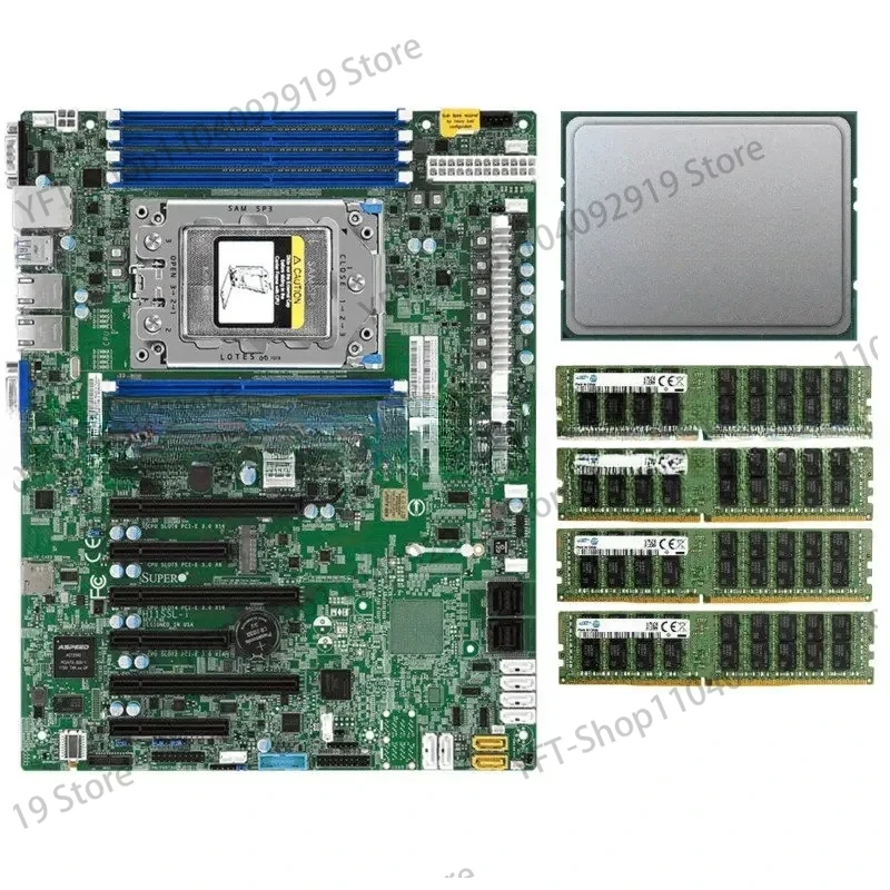 EPYC-procesador de 32 núcleos, 7551P CPU, servidor de placa base Supermicro H11SSL-i, 4x32GB, 2133P RAM