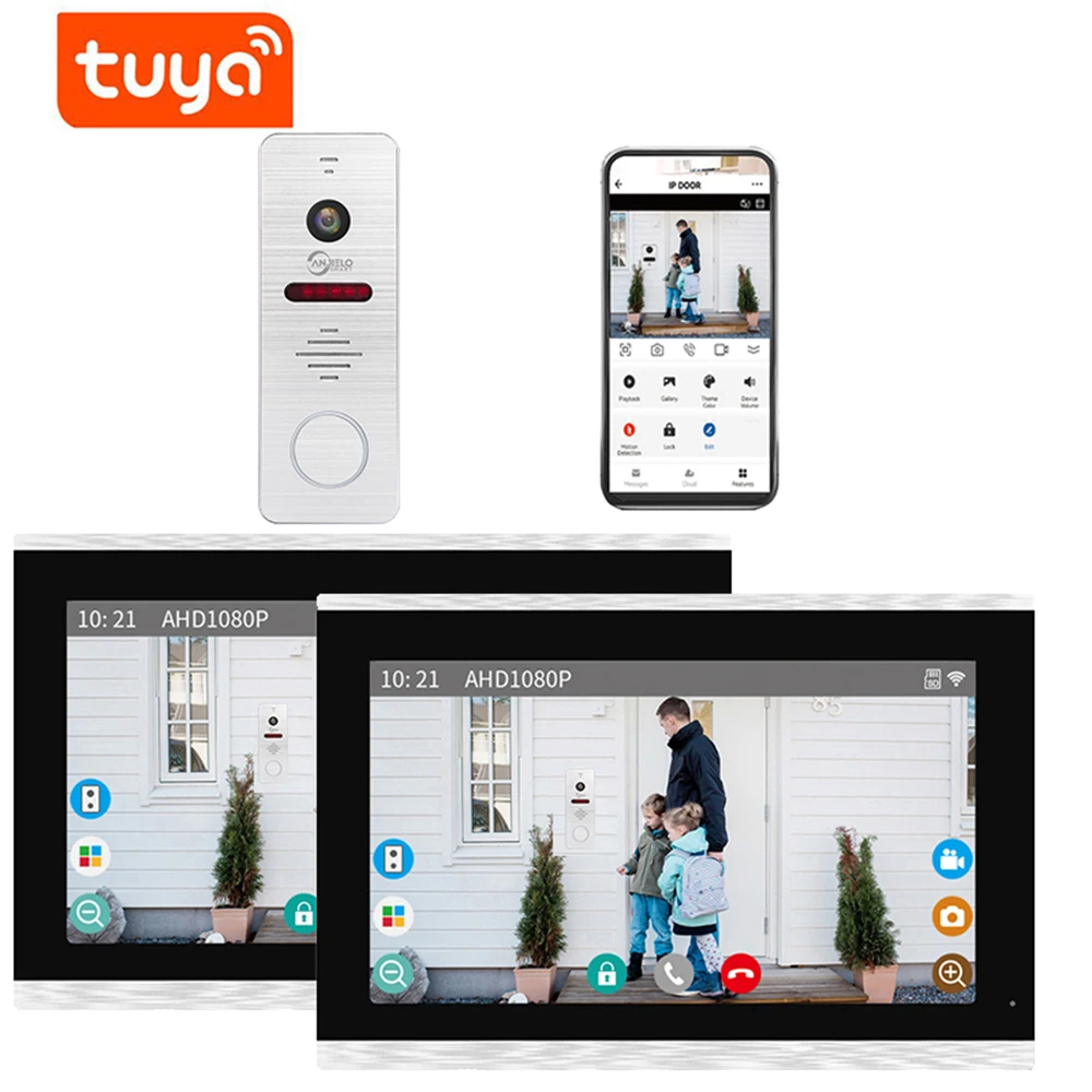 New Tuya 7/10 Inch  Video Intercom Wifi Tuya Smart Home video doorbell System 1080P 160°Wired Doorbell Camera Full Touch Monitor