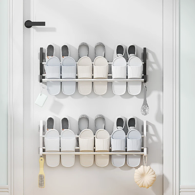 Schuhmacher-Organizer, nagelfrei und lochfrei, Schuhregal, Badezimmer-Slipper-Rack, einfache mehrschichtige Montage, Wandmontage, Aufbewahrungsregal