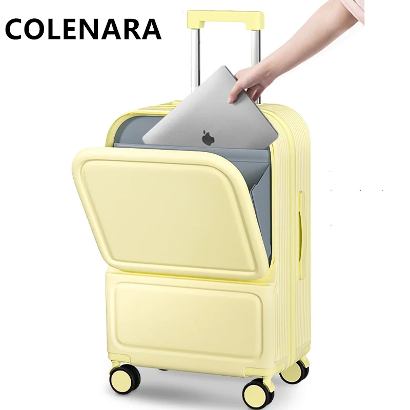 COLENARA ABS+PC Suitcase Front Opening Laptop Boarding Case Multifunctional Large Capacity Trolley Case 20