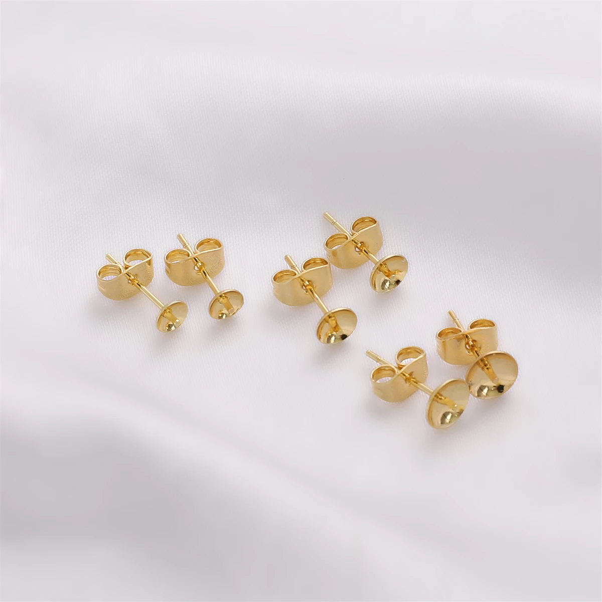 2sets 14K Gold Plated Brass 4/5/6mm Earring Findings for Women's Stylish Exquisite Stud Earring Making Handmade Jewelry Findings