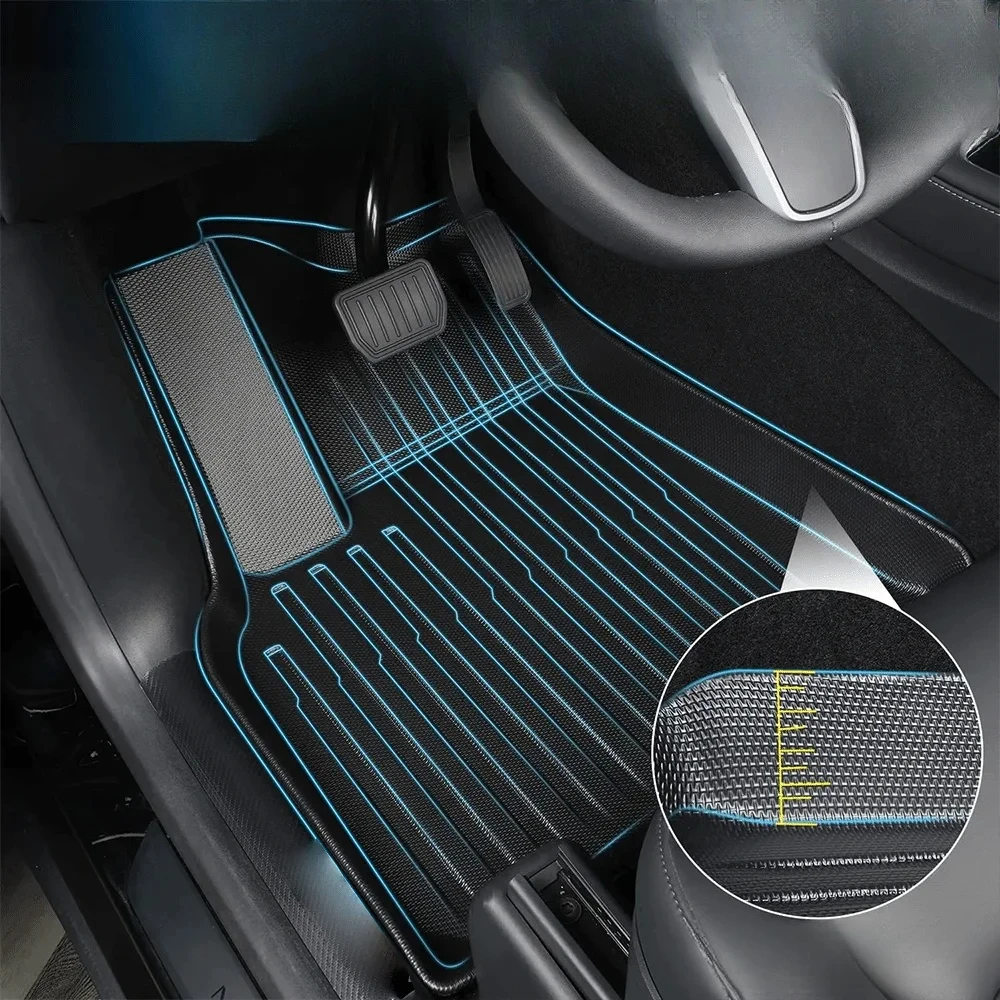 

XPE Floor Mats for Tesla Model Y Model 3 2021-2024 All Weather Trunk Floor Mat Waterproof Non-Slip Cargo Liner Left Right Rubber