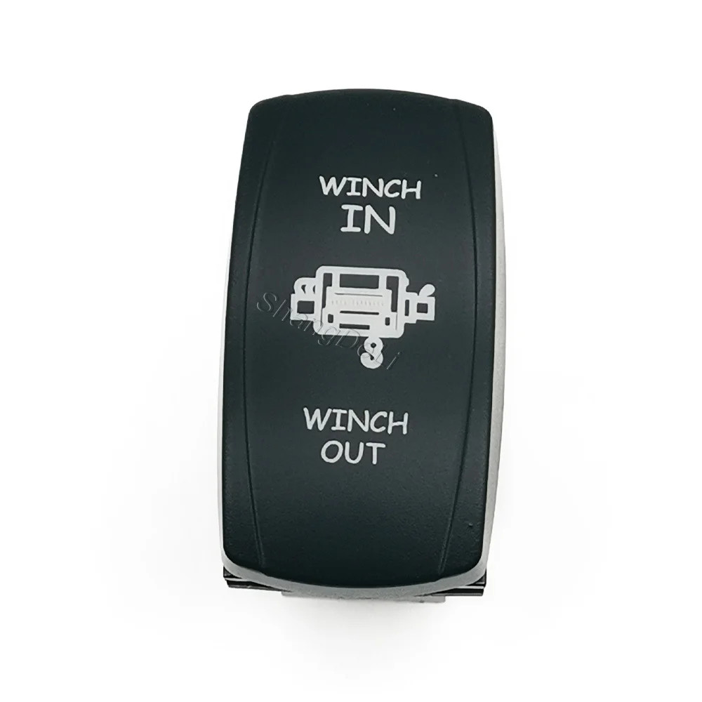 1PC 12V Blue LED Winch In Out Button Laser Rocker Toggle Switch for Off Road Vehicles Yachts Jeep Trucks Ships