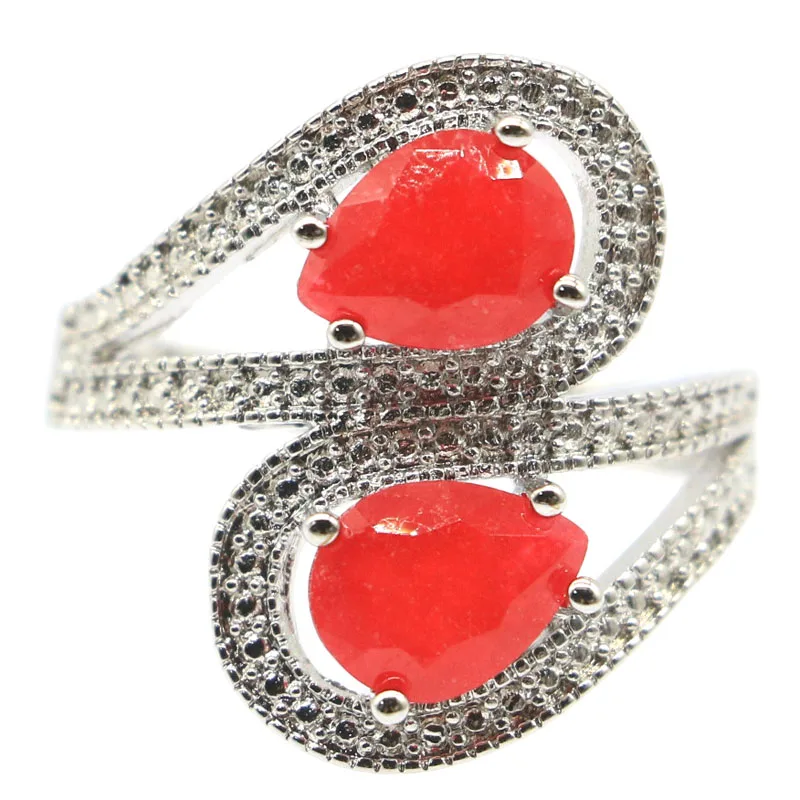 

Buy 3 Get 1 Free 23x15mm Unique Real Red Ruby Pink Tourmaline White CZ Daily Wear Silver Rings Drop Shipping Wholesale