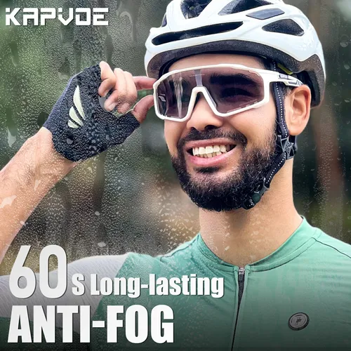 Imagen 2 del producto Kapvoe gafas fotocromáticas para ciclismo, gafas de sol antiniebla para ciclismo de montaña, gafas deportivas para bicicleta de montaña y carretera, gafas para ciclismo