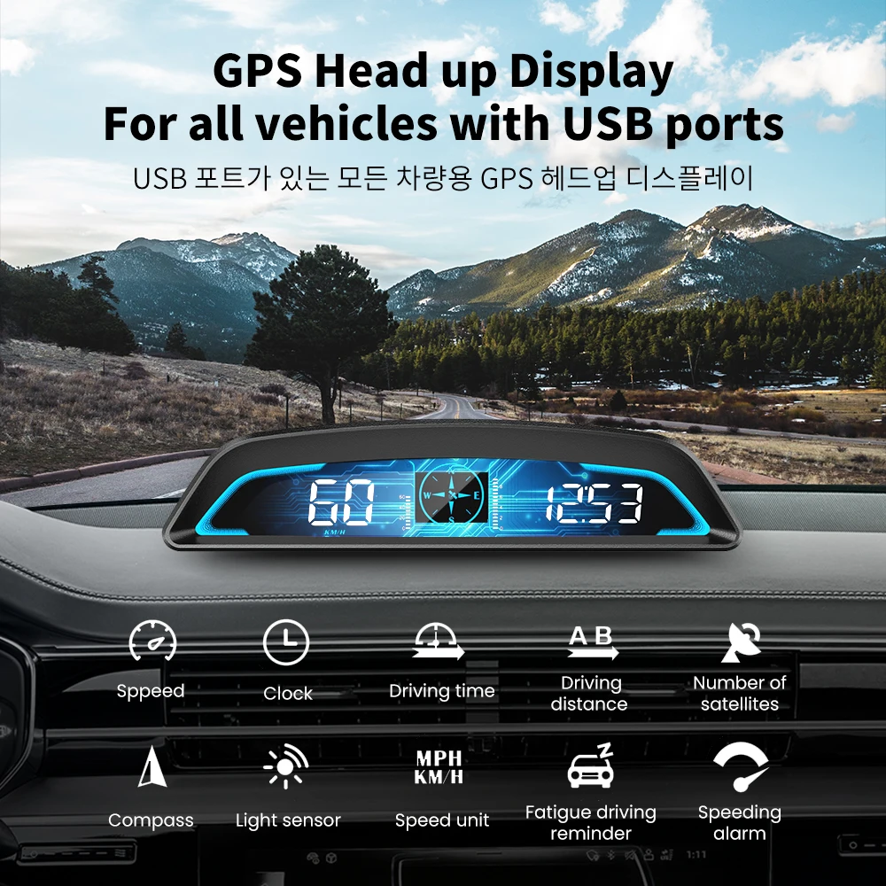 

ZUIMI G3 GPS Car HUD Speedometer Head Up Display Car Speedometer Smart Digital Alarm Reminder Meter For Tesl a HUD Display