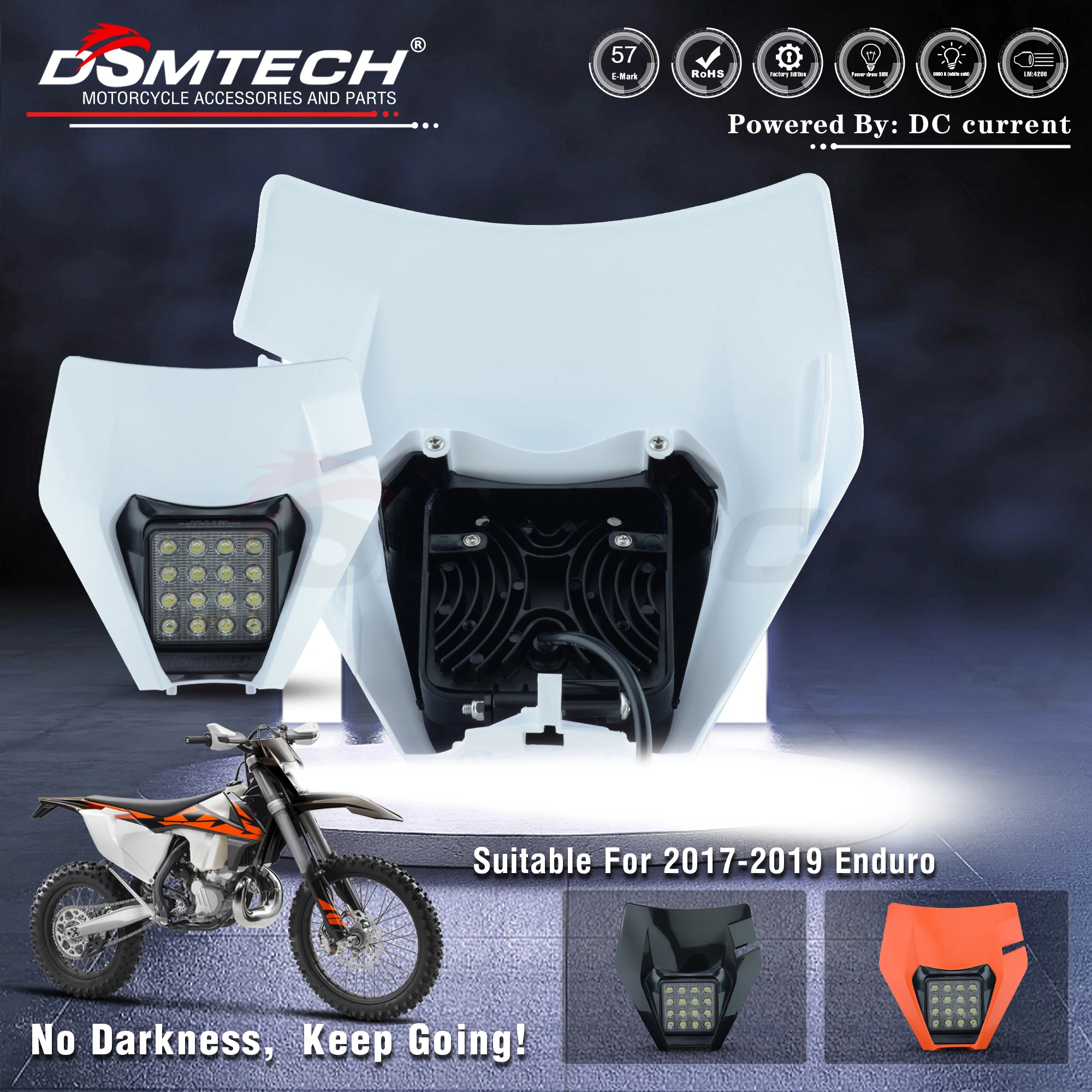 DSMTECH-Lampe de sauna pour moto, éclairage pour KTM, SX, F, EXC, XCF, SMR, 2014, 2015, 2016, 2017, 2018-2023, D343 Bike MX Endflats, Smile Moto