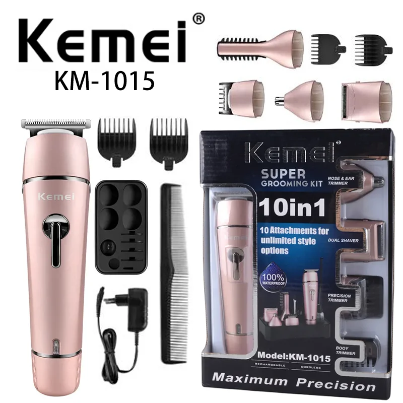 Kemei KM-1015-充電式4-in-1メンズグルーミングセット,ヘアシェーバー,電気バリカン,工場出荷時