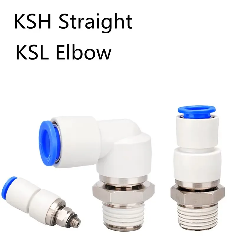 Air Pneumatic Swivel Fitting High Speed Rotary Joint Quick Plug KSH08-02S Male Straight/Elbow Pushlock Tube Connector KSL06-01S