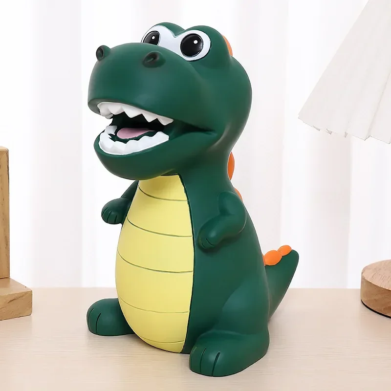 Cofrinho de dinossauro, grande banco de dinheiro de plástico inquebrável para meninos e meninas, decoração recipiente de dinheiro presentes de aniversário para crianças