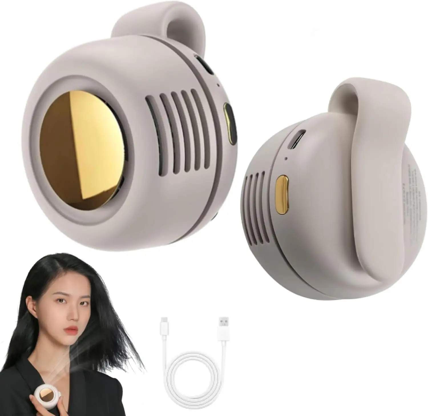 

Clip-On Silent Bladeless Fan, 3 Speeds, Waist Clip, USB Rechargeable, for Outdoor Travel Office