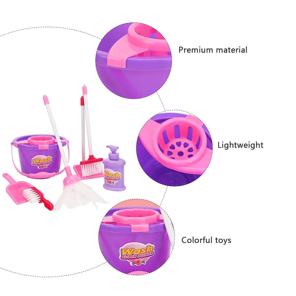 7-комплектный набор для уборки и ведра, детские игрушки, ролевые игры, мини-игрушки для совок, метла, пластик