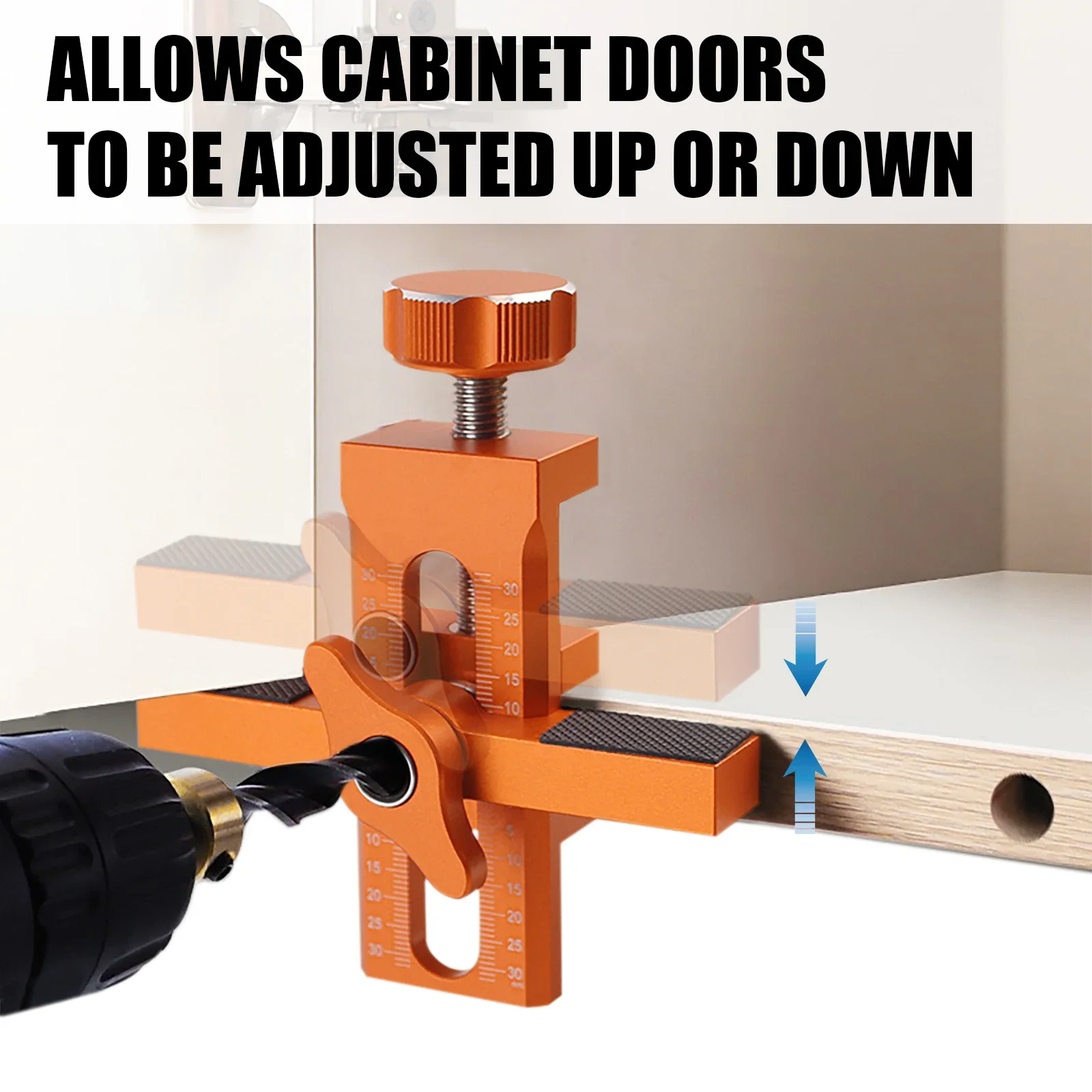 Adjustable Cabinet Door Mounting Jig Quick Positioning Hole Opening Tool Aluminum Alloy for Woodworking Installing Cabinets Tool