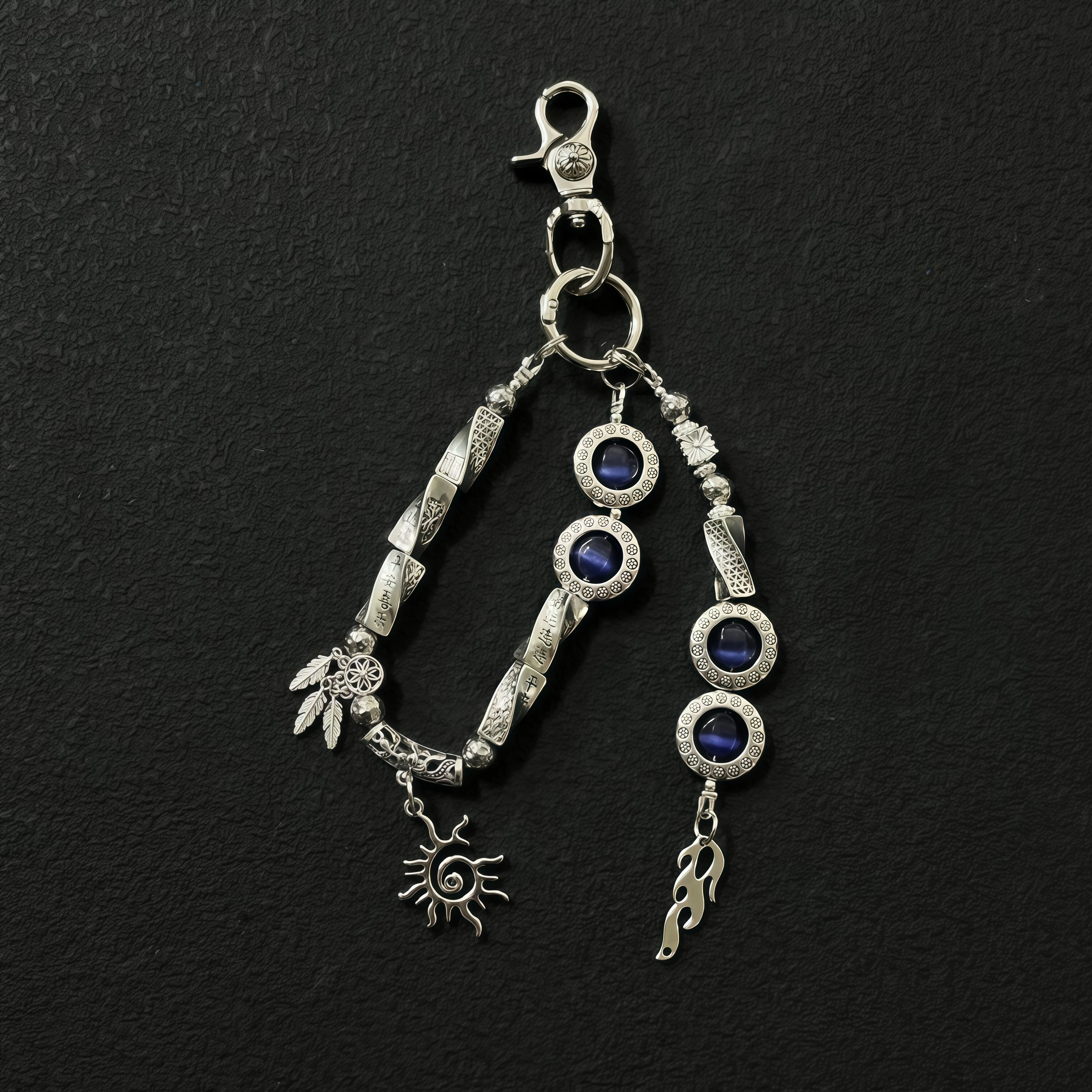 „Deep-Sea Pupil“ Schlüsselanhänger und Taschenanhänger mit Perlen in Blau-Lila – trendiges Modeaccessoire für Taillenstyling und Geschenke