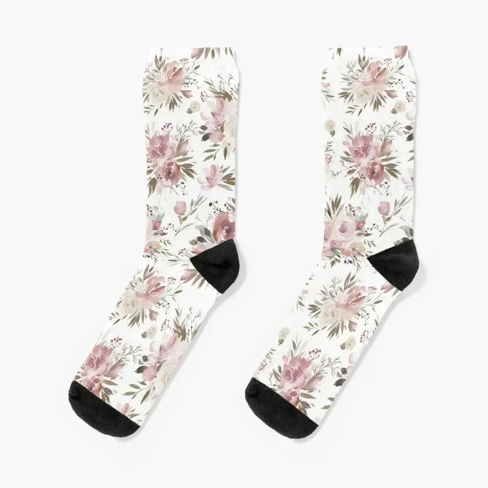 Dusty Pink Floral Socks Children's winter custom tennis Socks Man Women's