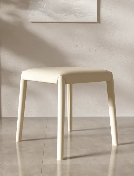 Banco de mesa de jantar empilhável estilo creme francês italiano designer de casa minimalista banco quadrado sem encosto