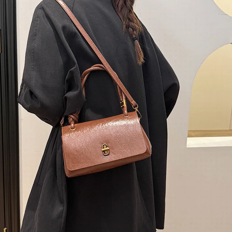 

2025 Korean Autumn Winter Vintage Shoulder Bag, Luxe Top Handle Purse, Women's Minimalist Crossbody Tote, Chic Day to Night Bag