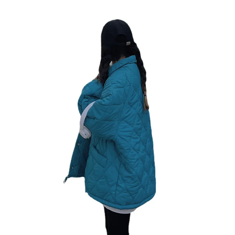 New Winter Fashion Small Lapel Teen Cotton Coat Japanese and Korean Loose Lamb Wool Button Cotton Jacket