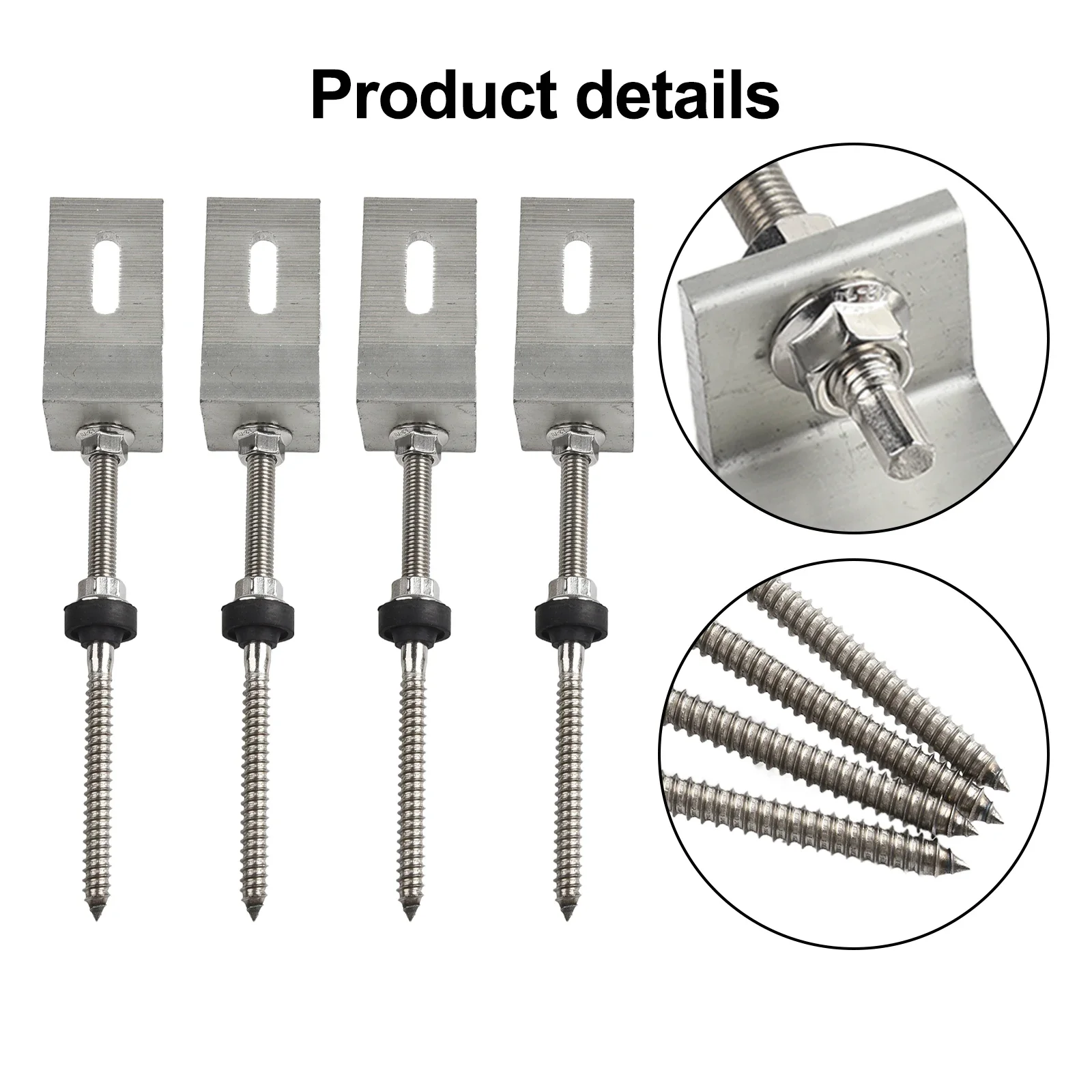 

Brackets Pole Screws L Angle PV Roof Fixture Sheet Metal Sliver +stainless Steel 4 Sets Aluminium Alloy Trapezoidal