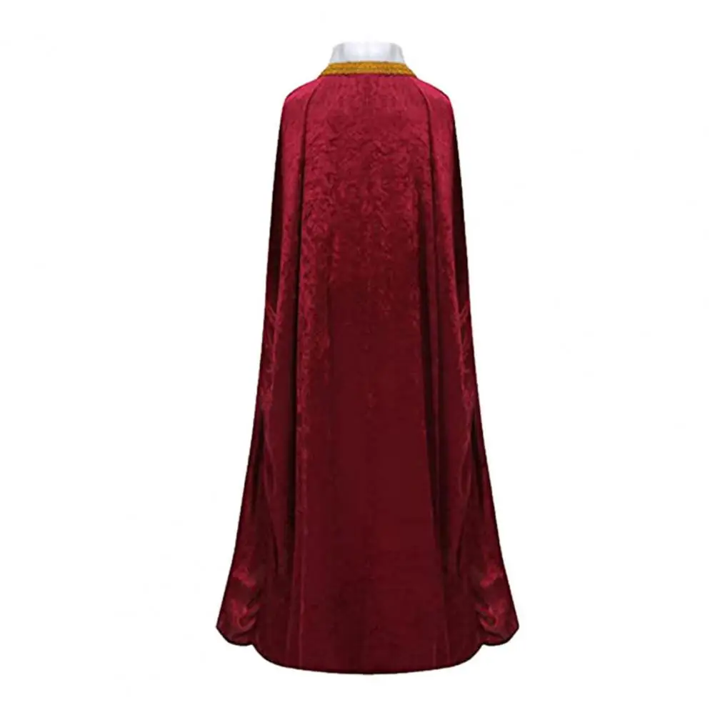 Contrast Color Splicing Cloak Elegant Lace-up Halloween Cloak for Women King Queen Cosplay Cape Robe with Floor for Festivals