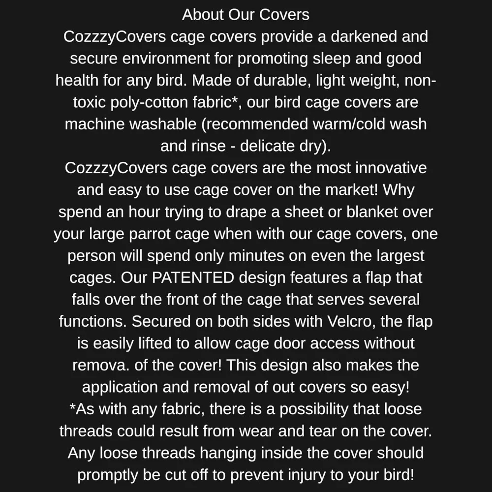 CozzzyCovers موديل 4836 DT غطاء قفص عالمي 76 بوصة L بولي-قطن أسود لأقفاص الطيور على شكل قبة 46 بوصة - 48 بوصة عرض × 34 بوصة - 36 بوصة D لـ Oversi