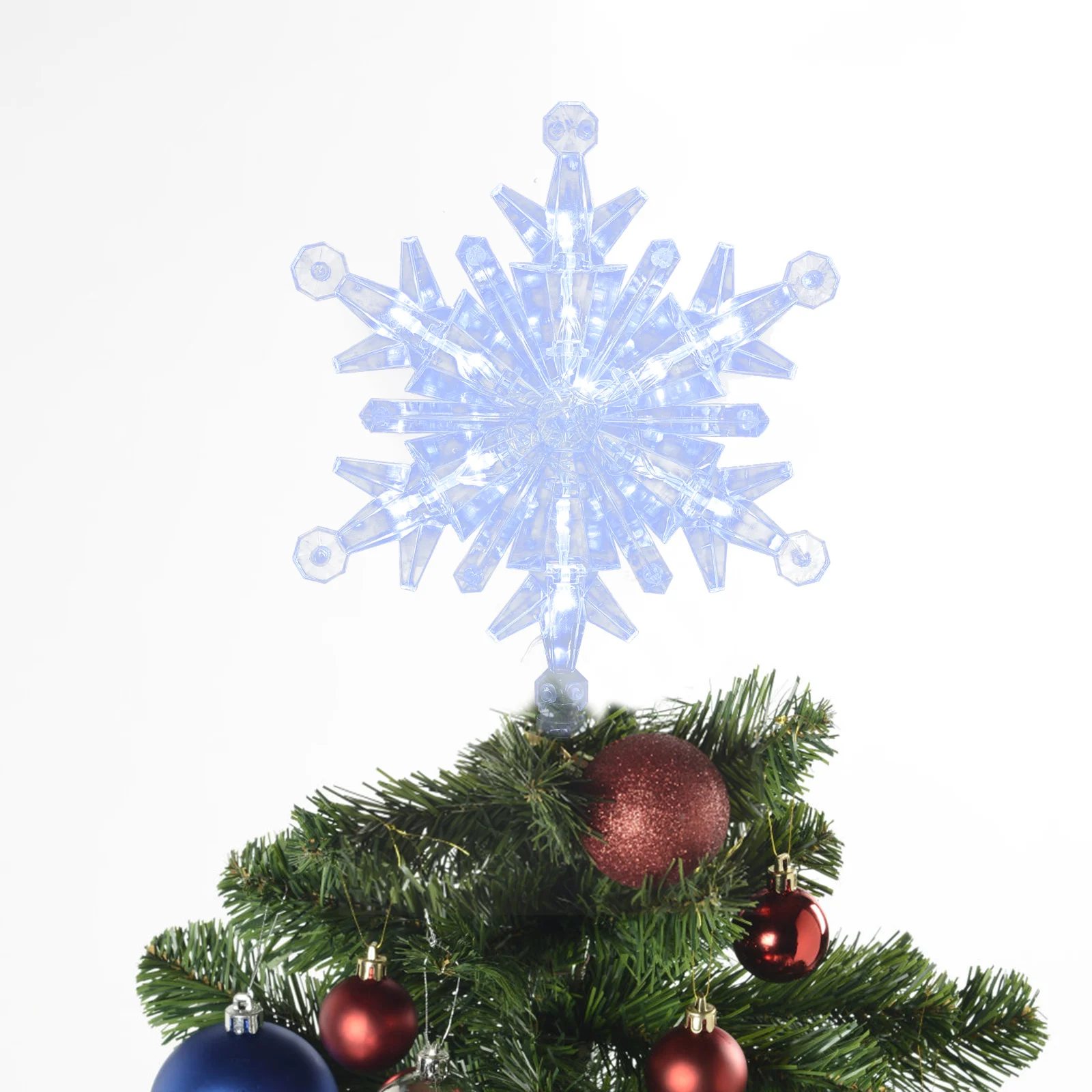 

1pc Lighted Christmas Tree Topper Luminous Xmas Treetop Ornament Plastic Tree Topper Decor Festival Party Supplies