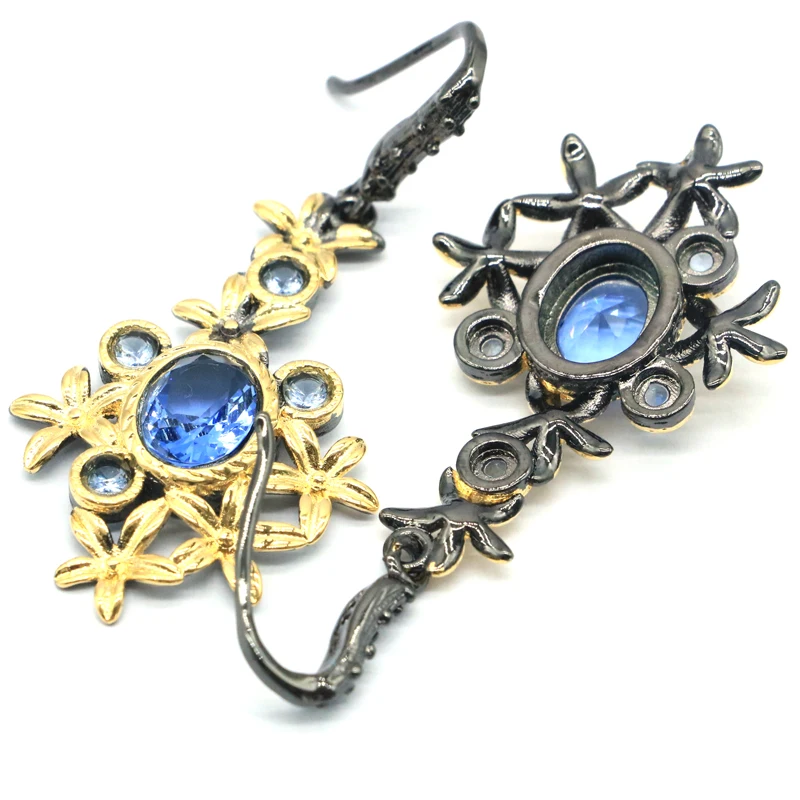 اشتر 4 واحصل على 1 مجانًا 52x24 مللي متر 9.6 جرام عتيق التورمالين الوردي البنفسجي تنزانيت الزبرجد الرودوليت العقيق أقراط معدنية سوداء فضية #4