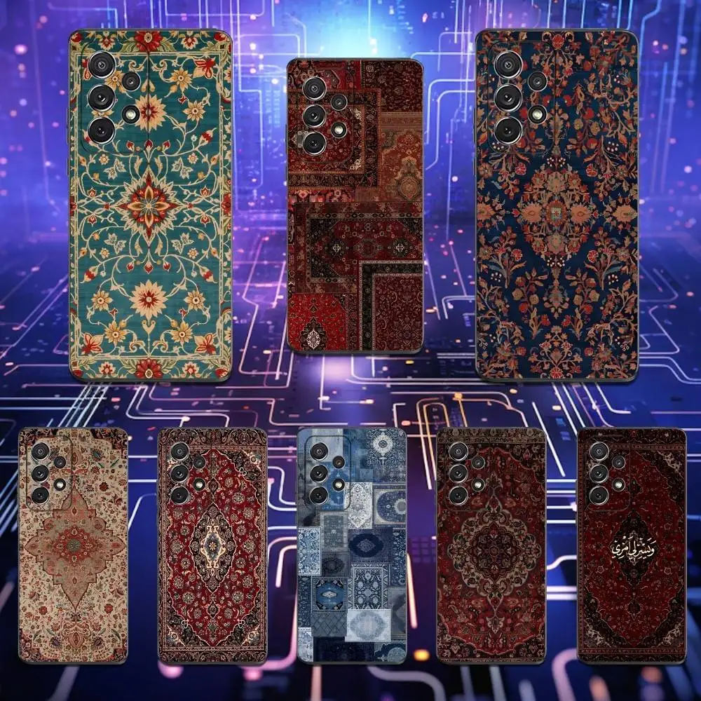 

Floral Persian Carpet Art Phone Case For Samsung S25,S24,S23,S22,S21,S20,S10,Ultra,Plus,Lite,FE,Soft Silicone Black Cover