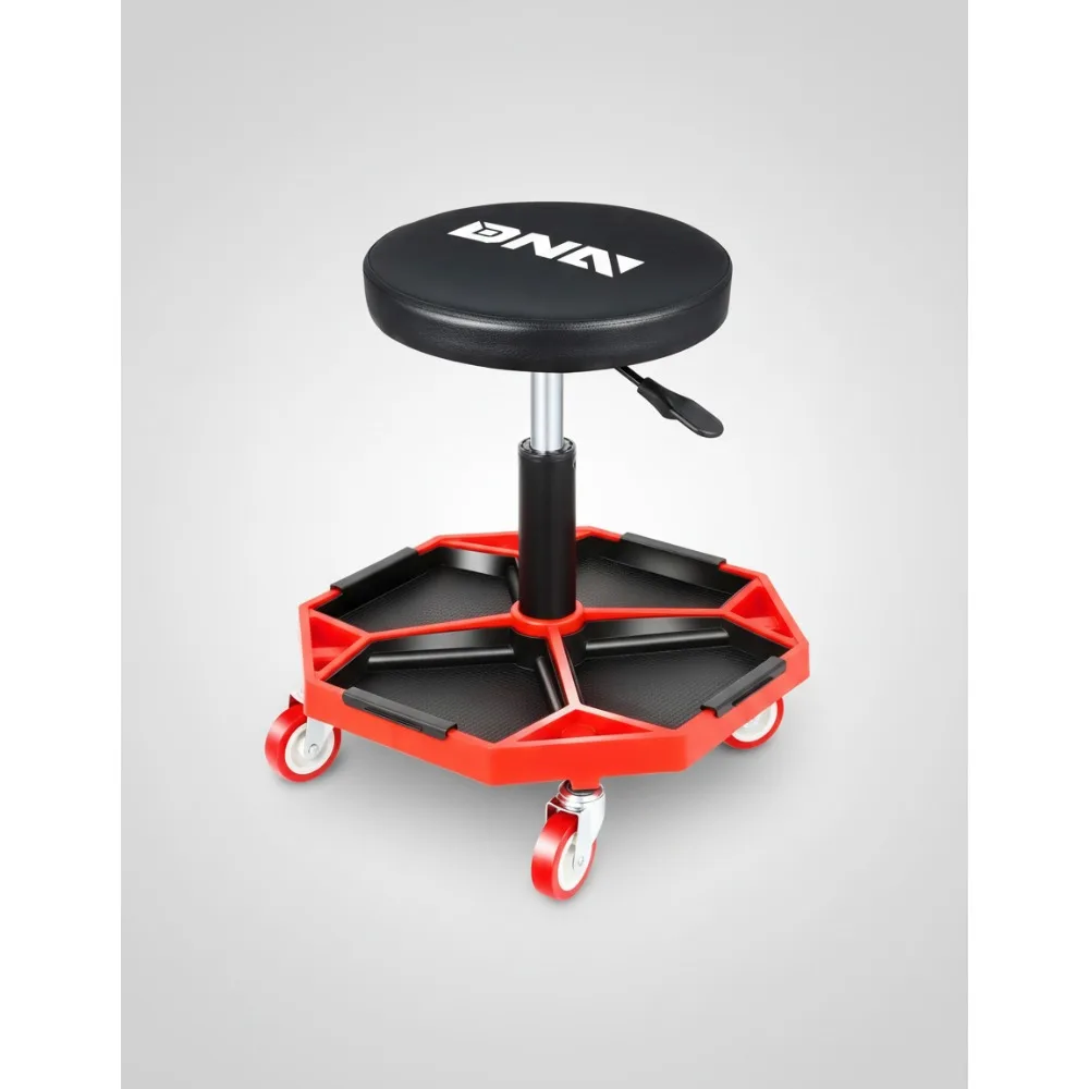 

Adjustable Height Pneumatic Rolling Mechanic Stool with Tool Tray Storage, 300lbs Capacity for Garage Work