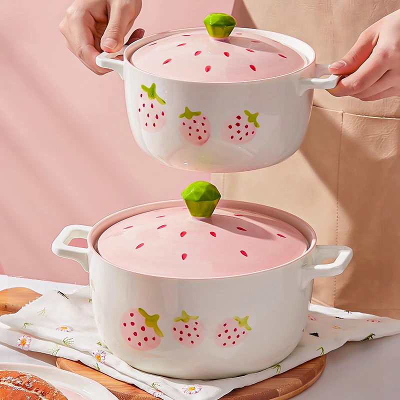 

10-Inch soup bowl household 2025 new large ceramic with lid