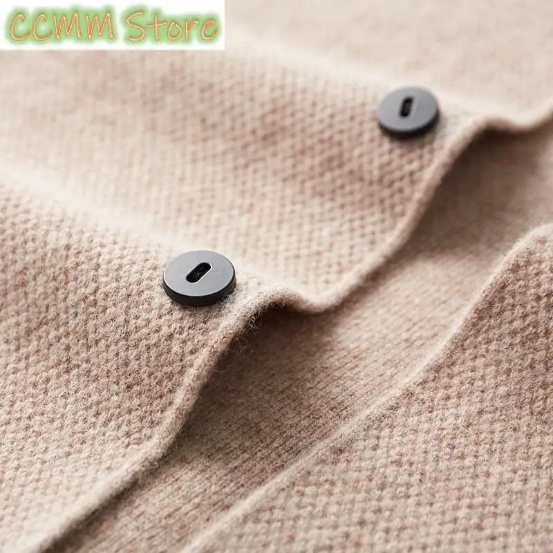 Autumn Winter Men\'s Cashmere V-neck Cardigan Sweaters 100% Merino Wool Knitwear Coat Basic Smart Casual Jacket Korean Clothing
