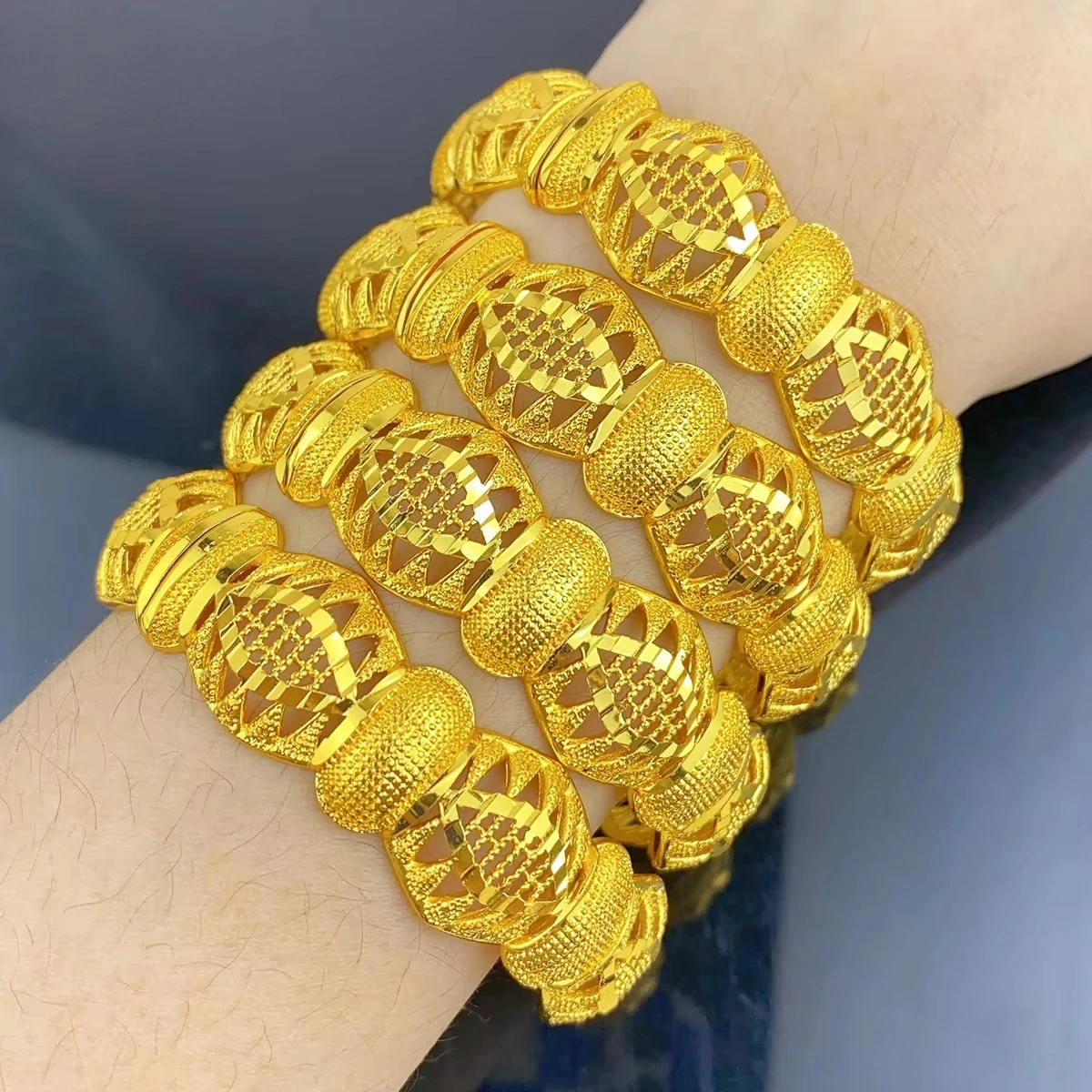 ANIID Luxury Dubai Charm 24k Gold Plated Bangles For Women Arabic Bridal African Indian Bracelet Nigerian Wedding Jewelry Party