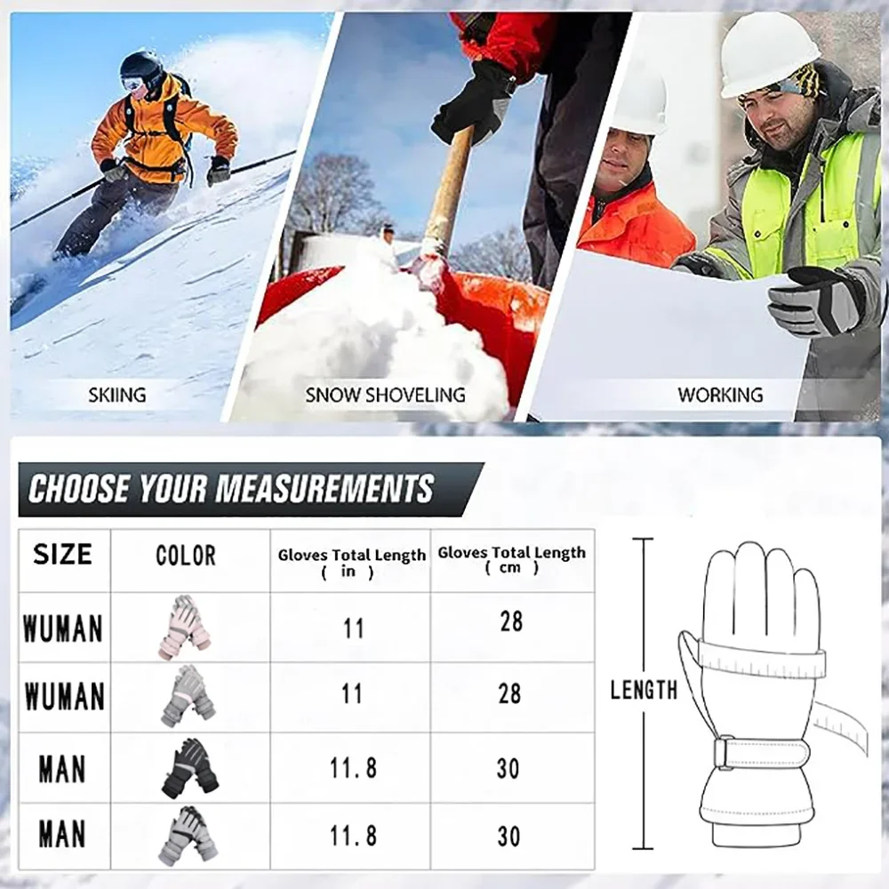 Ski Gloves Waterproof Windproof Anti Sli - Warm Gloves Thermal Touchscreen, For Men Women Outdoor Winter Ski Gloves