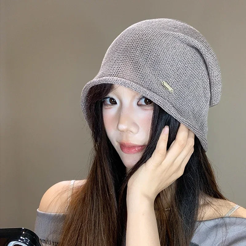 

Японская модная сетчатая дышащая льняная шапка для мужчин и женщин, повседневная элегантная кепка с черепом, пуловер, шапки, платок, весна, лето, осень
