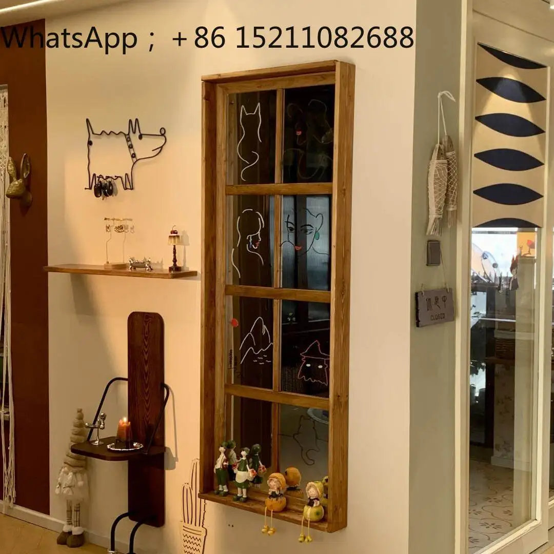 SCY medieval false window lattice mirror dining room decorative mirror living room background wall decorative hanging mirror