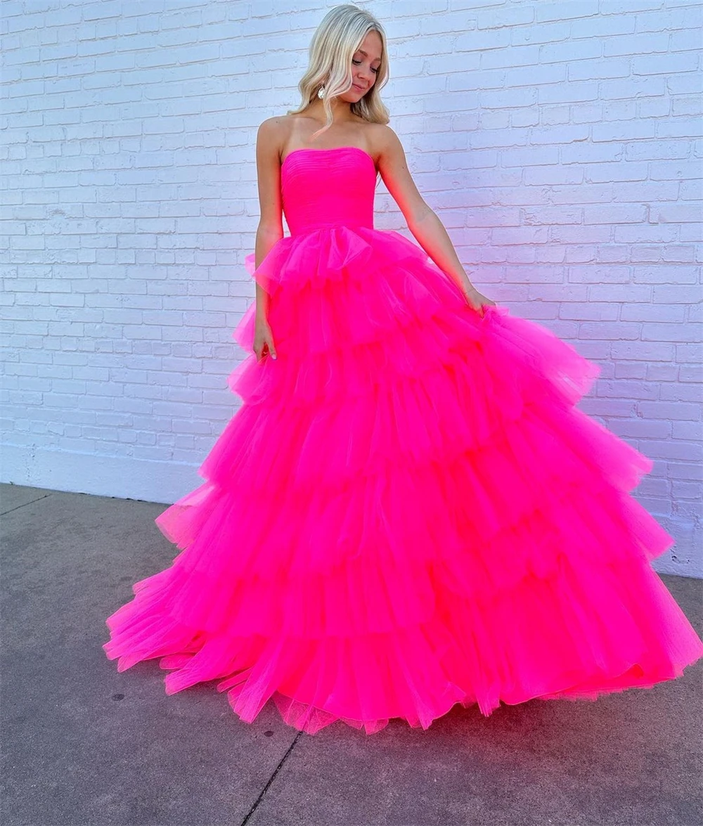 

Customized High Quality Strapless Ball gown Quinceanera Fold Draped Chiffon Occasion Evening Gown vestidode festamulher luxo