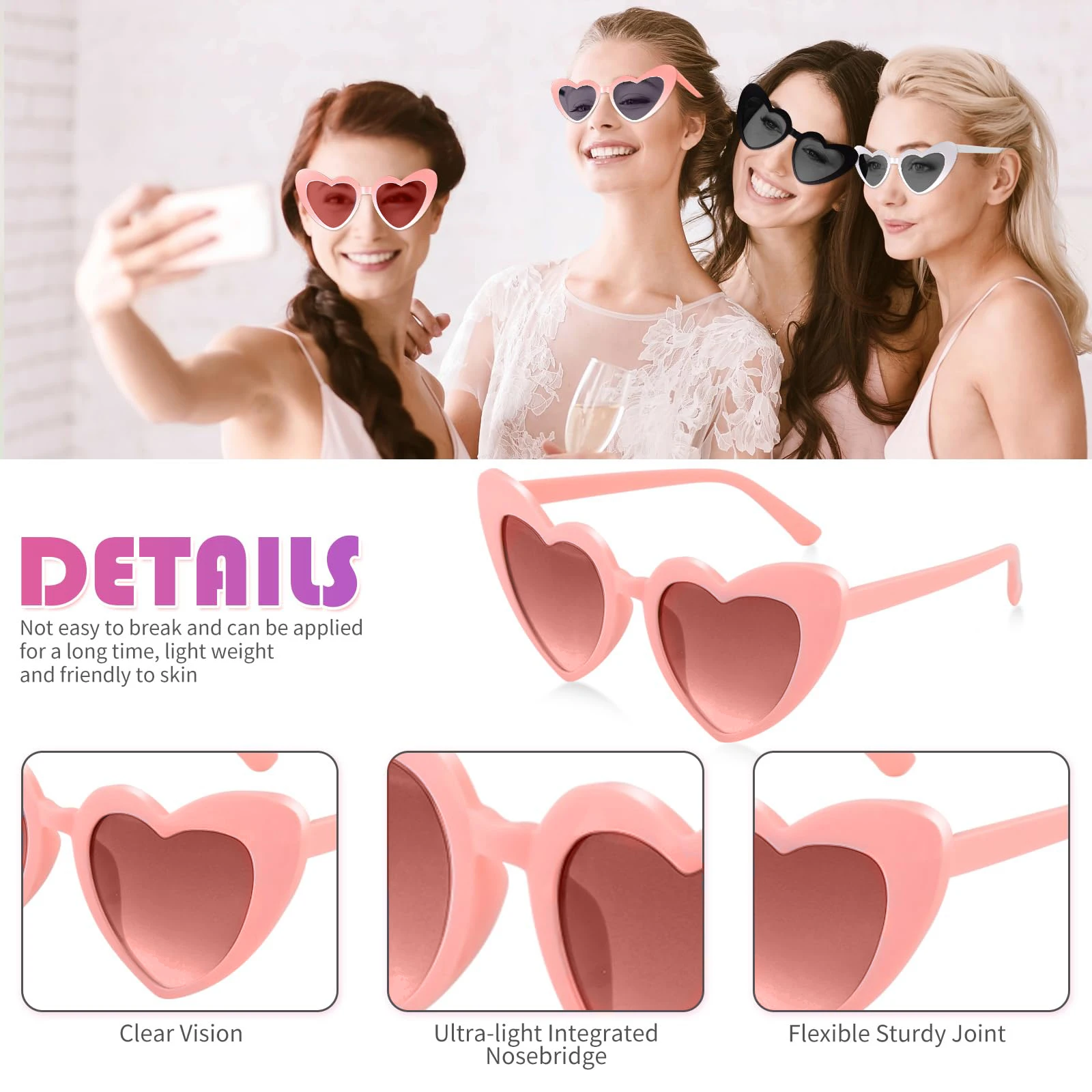 12-100 Pcs Heart Sunglasses Wedding Favors for Guests Bridal Bachelorette Party Gifts Vintage Heart Glasses Birthday Party Favor