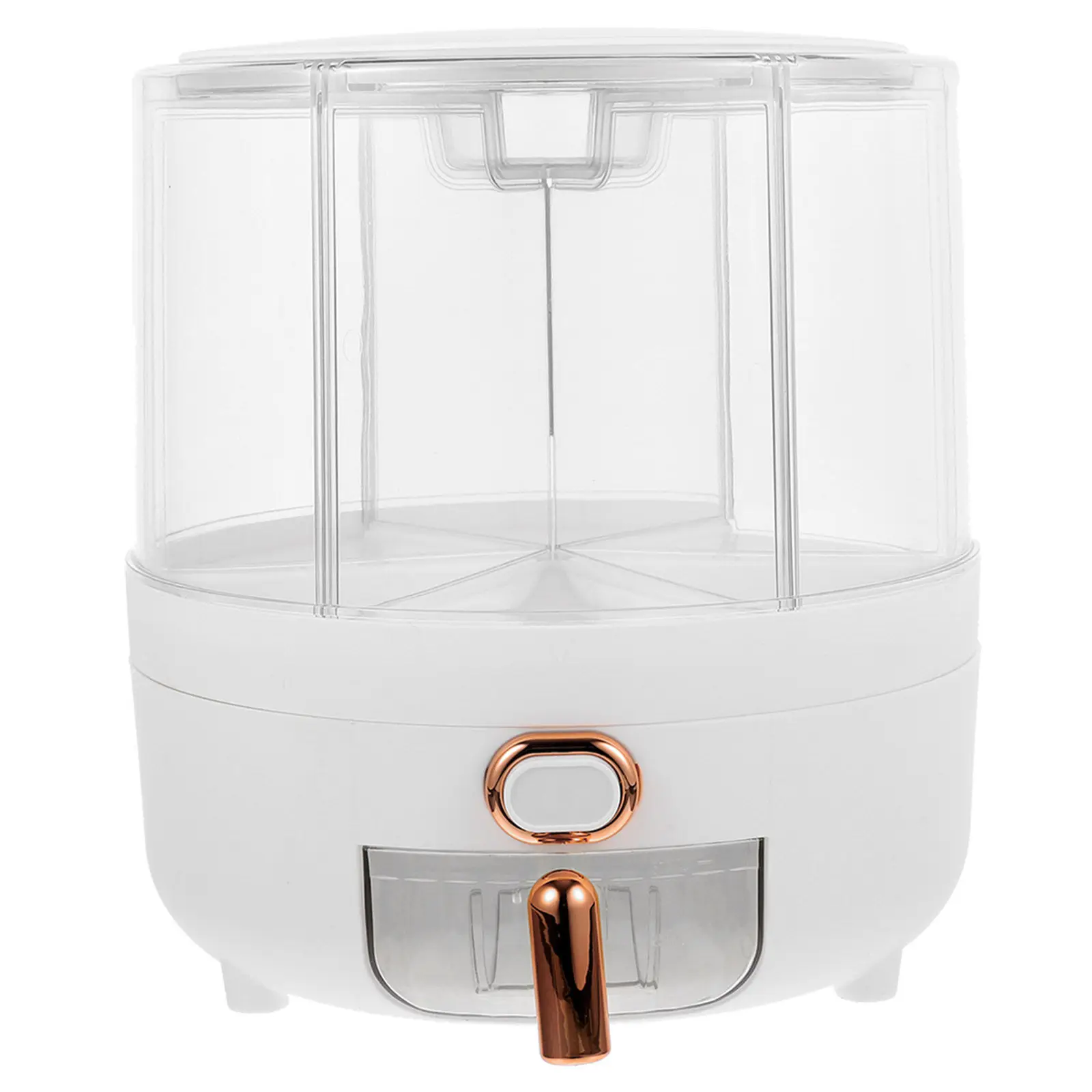 Large Rotating Dry Food Dispenser with 6 Compartments for Rice Beans Cereal Grain Storage Airtight Moisture Proof Pest Resistant
