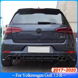For Volkswagen Golf 7.5 R 2017-2020 Rear Bumper Diffuser Splitter Extension Valance Aero Kits Body Kit Tuning Black Maxton Style