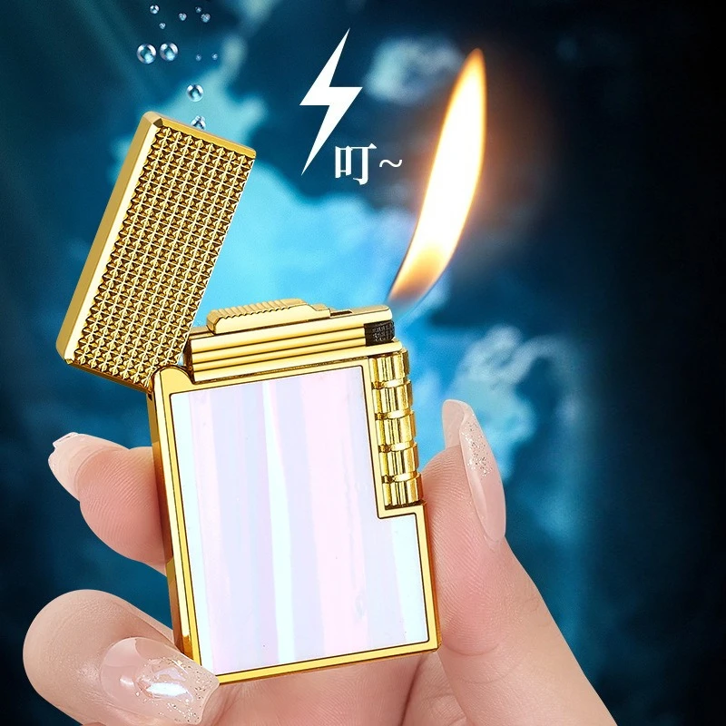 

Kalucai Shell Self-igniting Lighter Side Slide Wheel Self-Inflating High-End Retro Gift for Boyfriend Cigarette Accessories