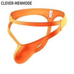 CLEVER MENMODE-Tanga Erótica Masculina, Roupa Interior Sexy, Cetim Brilhante G Corda, Cintura Baixa Mini Calcinha, T-back Aberto Buraco Cuecas Virilha