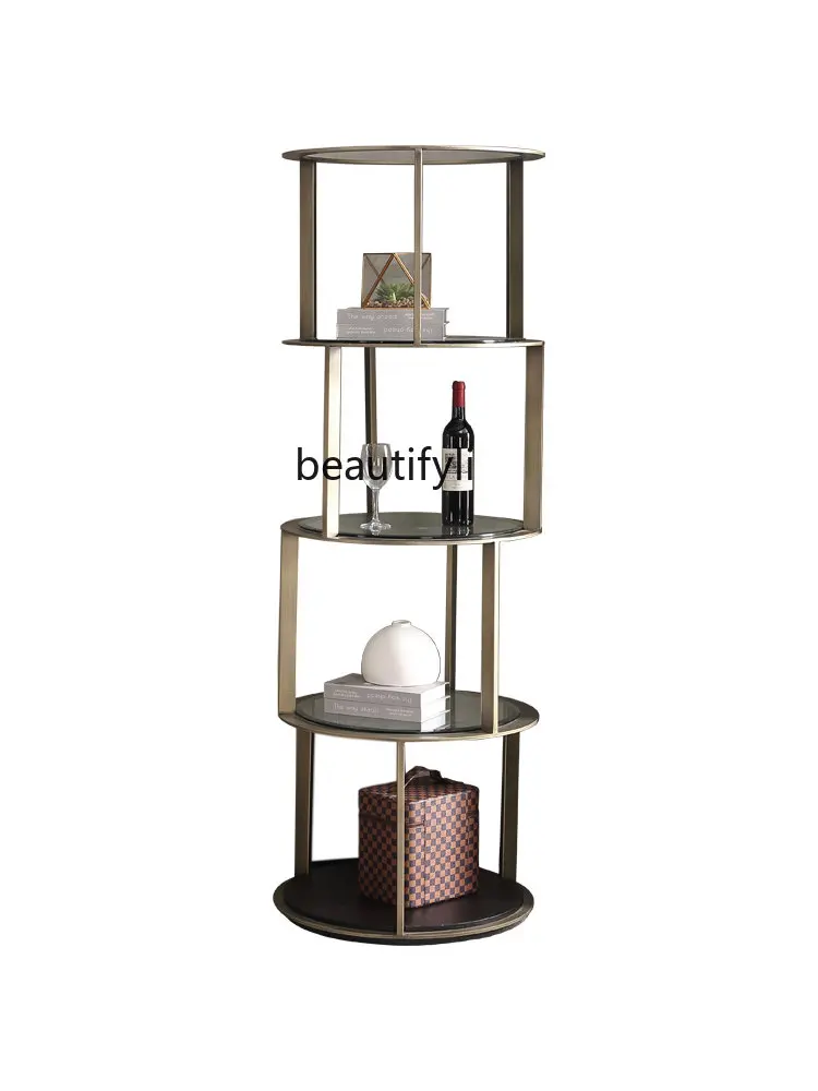 zq Light Luxury Display Rack Decorative Shelf round Multi-Layer Curio Shelf Ornaments Storage Rack Display Stand