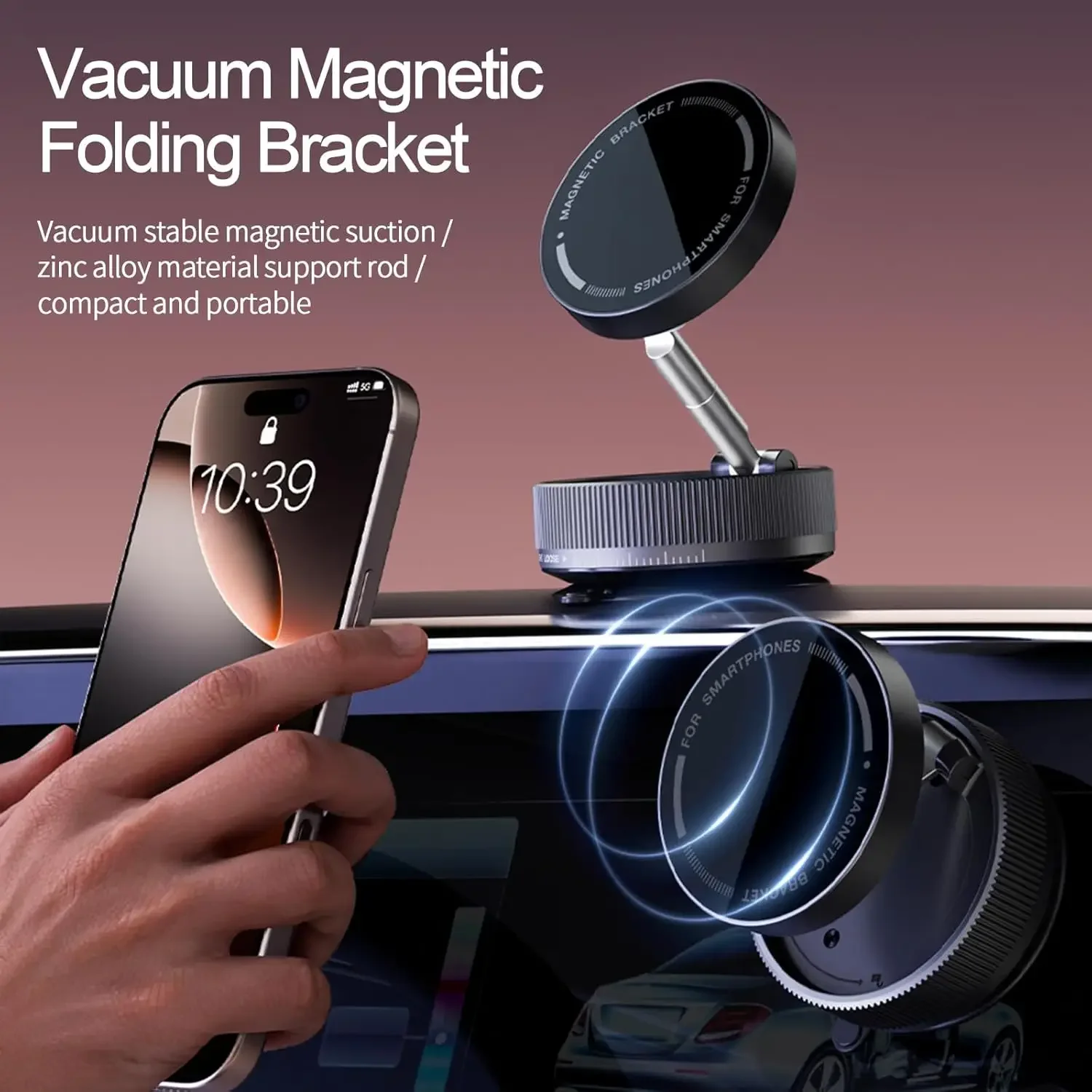 Vacuum Magnetic Car Phone Holder Foldable Suction Cup Kitchen Mirro Gym Bath Shower for Iphone 16 15 14 13 12 11 Pro Max Samsung