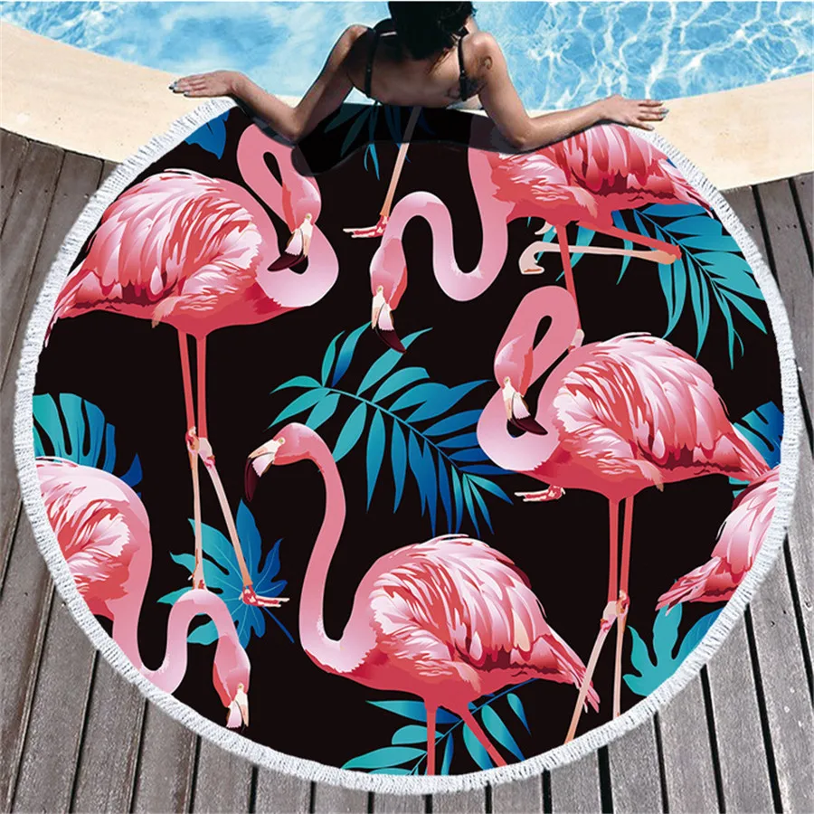 

Towel Beach Towel Shawl Fast Drying Swimming Gym Camping Big Round Beach Towel Flamingo 3D Printed Beach Towel 02