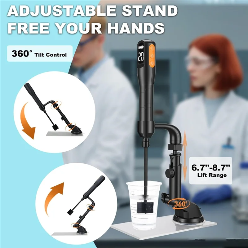 خلاط راتينج HHO، مع حامل قابل للتعديل - 3 سرعات ومؤقت ذكي لتقليل الفقاعات، أدوات خلط راتنجات الإيبوكسي مع 4 مجاذيف للاستخدام بنفسك #2