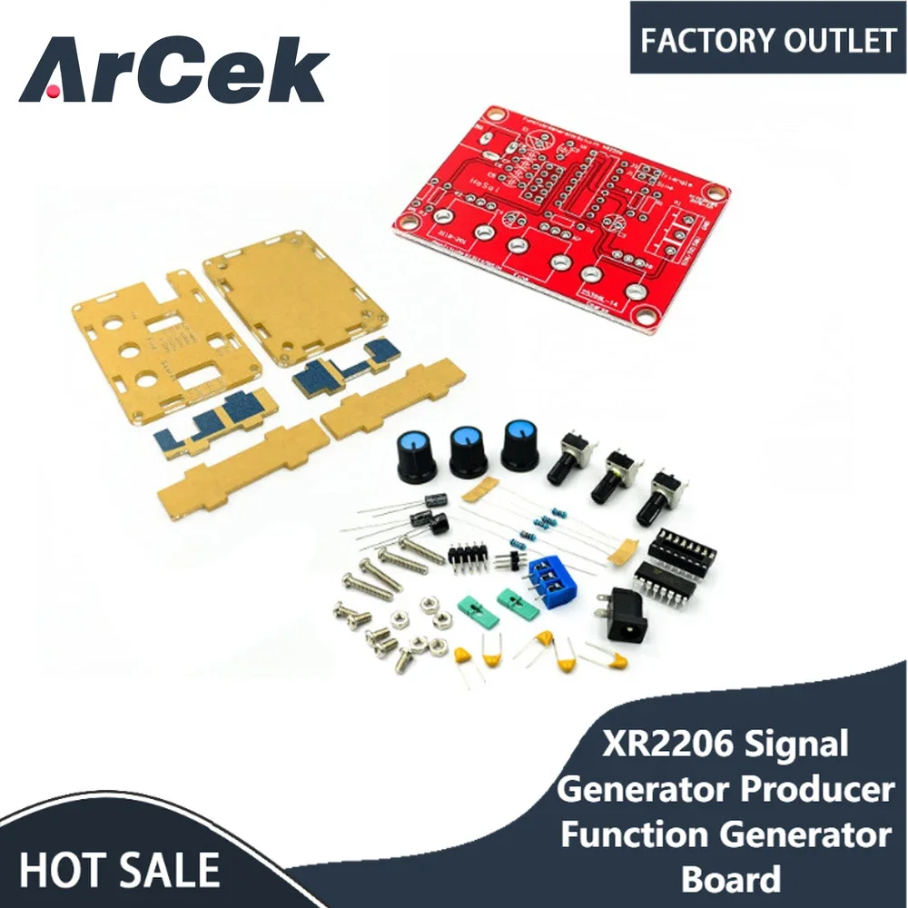 XR2206 Signal Generator Producer Function Generator Board DIY Kit Module Sine Triangle Square Output 1HZ-1MHZ + Case